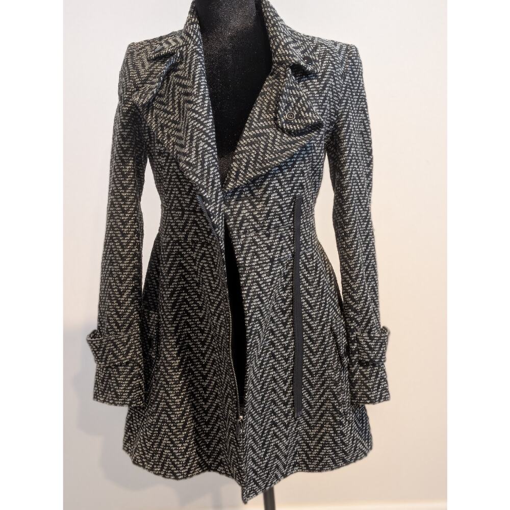 BCBG Wool Blend Peacoat Black /White Jacket XXS